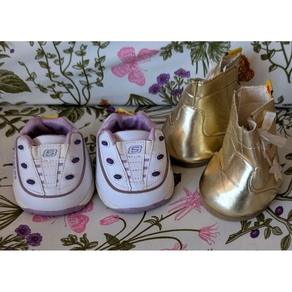 Build-A-Bear Workshop Other - Build A Bear Sketchers Tennis Shoes And Gold Boots With Bows